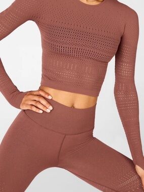 Fabletics SculptKnit Briella Macrame Seamless Set - Mauve - Size S